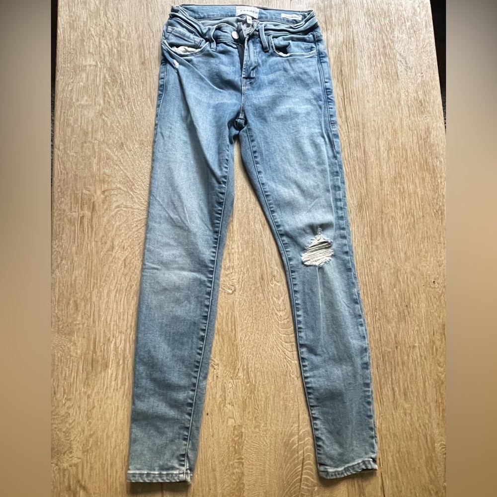 Women's Light Blue Distressed Jeans